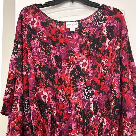 Miss Lavish Red & Pink Floral Midi Kaftan Swim Cover Up Dress Size 3X New - Picture 4 of 15
